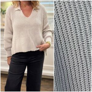 NWT Wooden Ships Teddy Cropped Polo Sweater Coastal Cotton.   17